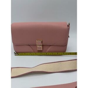 PEDRO Blush Pink Flap Crossbody Bag Gold Push Lock Wide Canvas Strap AS IS